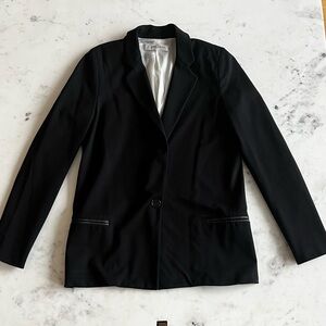 Etienne Aigner Black Leather Trim Blazer